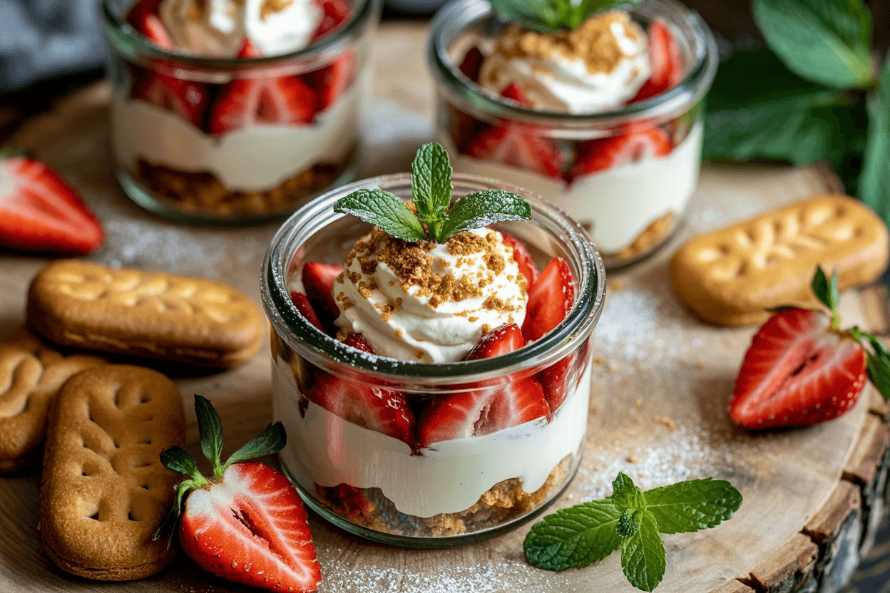 Spekulatius-Erdbeer-Dessert im Glas